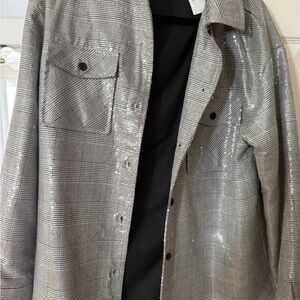Gray Plaid sequin Shacket size M NWT